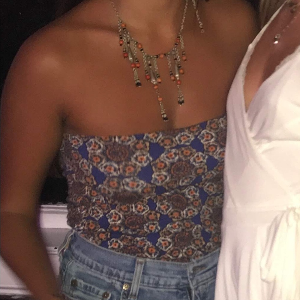 Lily White Blue and Orange Floral Skirt or Tube Top